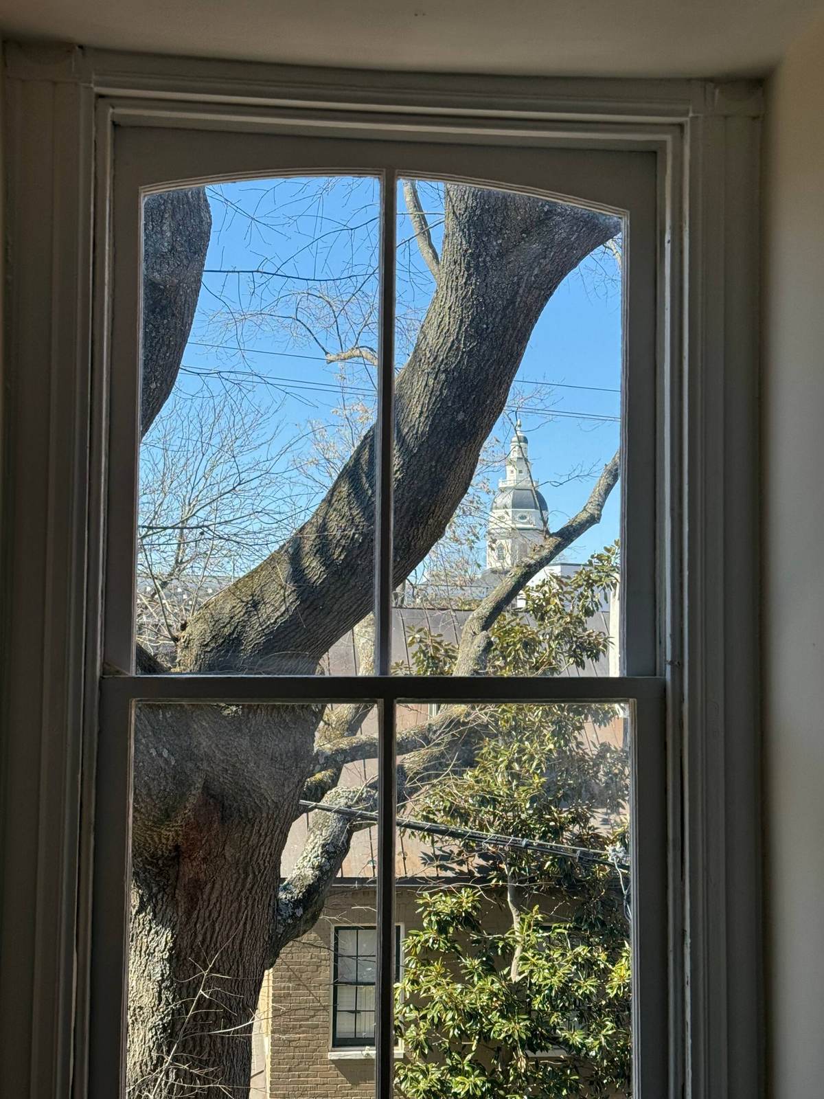 The Maryland State House dome seen from the third floor of the Annapolis session rental